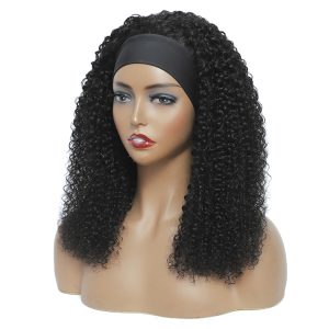 100% Real Human Hair Girls Short Hairstyle Afro Women Headband Virgin Hair Wigs Afro Kinky Curly Half Wig With Headband Limited Edition Custom Colored Units - Style 02 - view 2