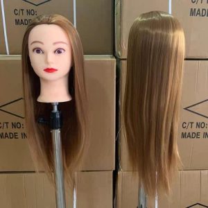 Fashion Semi Human Hair Training Dummy Head – Brown – 0.5 kg Limited Edition Custom Colored Units - Style 03 - view 2